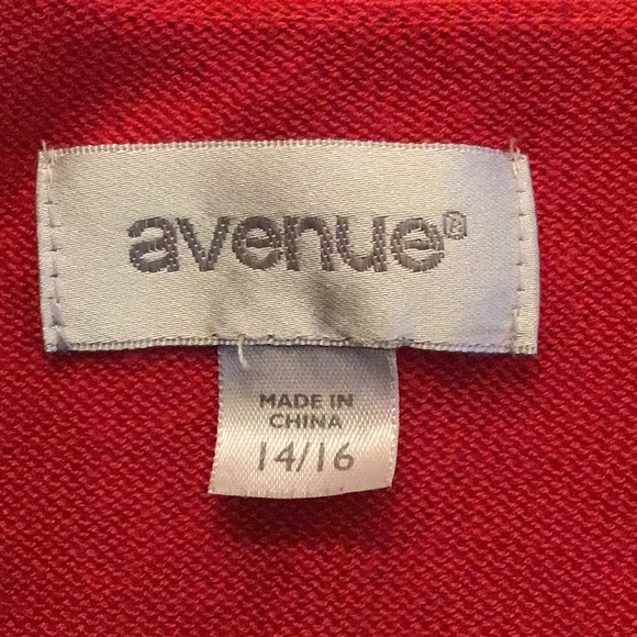 AVENUE RED CARDIGAN LONG SLEEVES SWEATER TOP SZ 14/16 - Picture 5 of 10